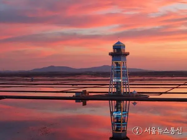 [사진] 하늘과 논을 붉게 물들인 저녁노을